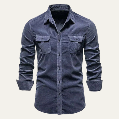 Veneto Men's Corduroy Button Up Shirt - VibreMode