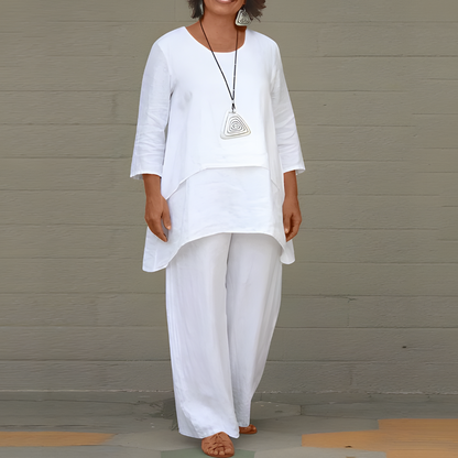 Women's 2-Piece Linen Pants Set - VibreMode