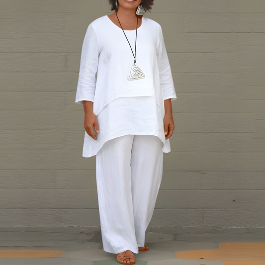 Women's 2-Piece Linen Pants Set - VibreMode