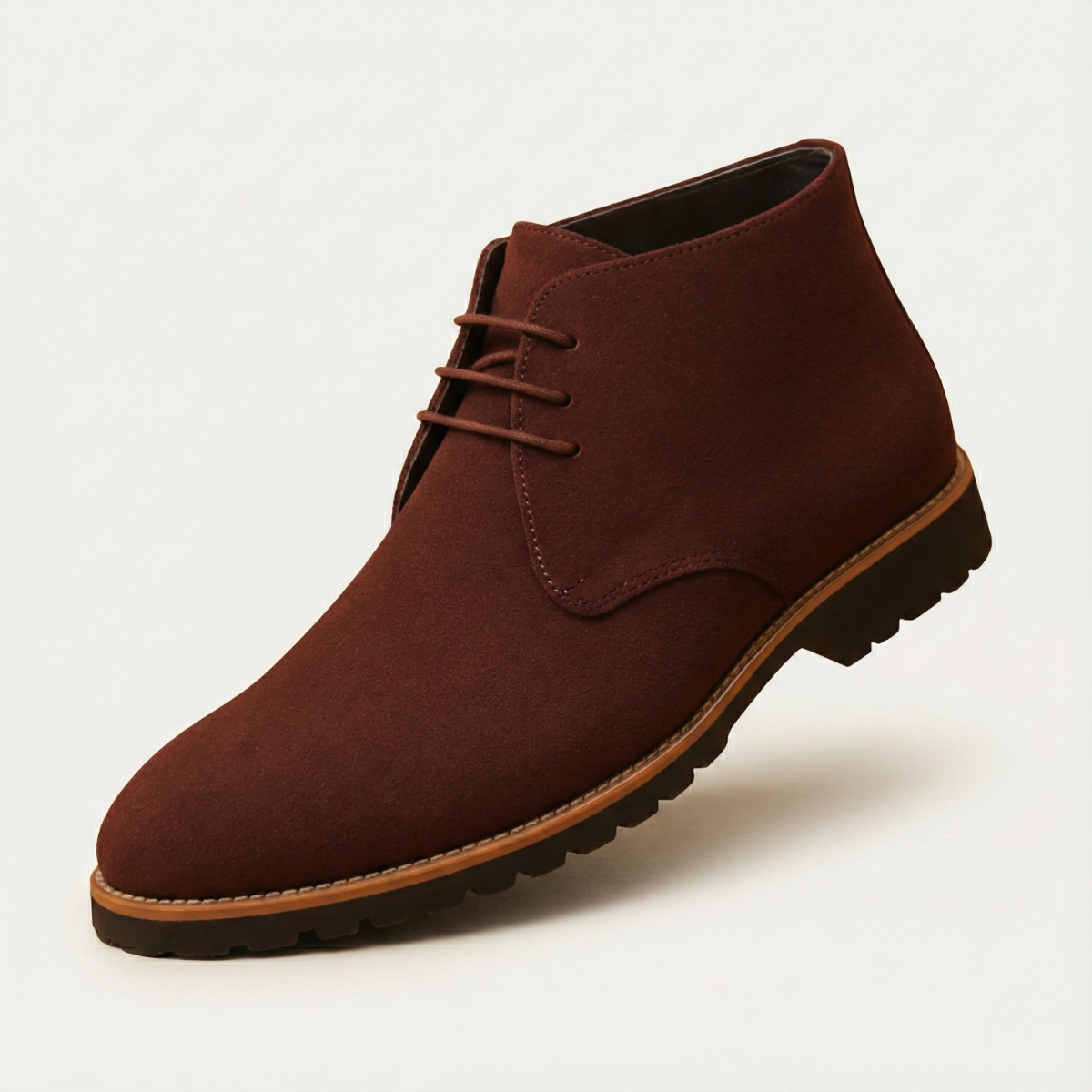 Men's Suede Chukka Boots Rubber Sole Brown