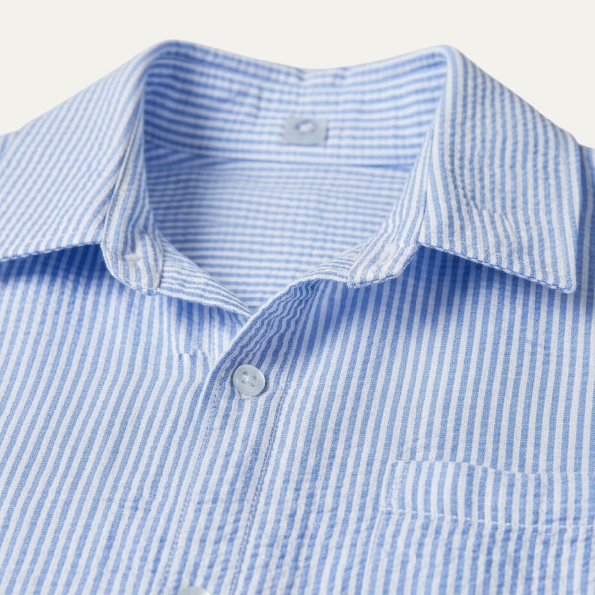 Men's Linen Button Up Shirt Lightweight Blue Striped