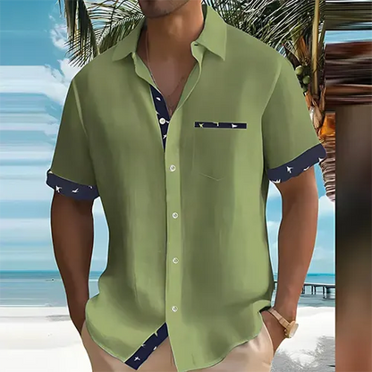 Men's Short Sleeve Summer Shirt Breathable Cotton - VibreMode