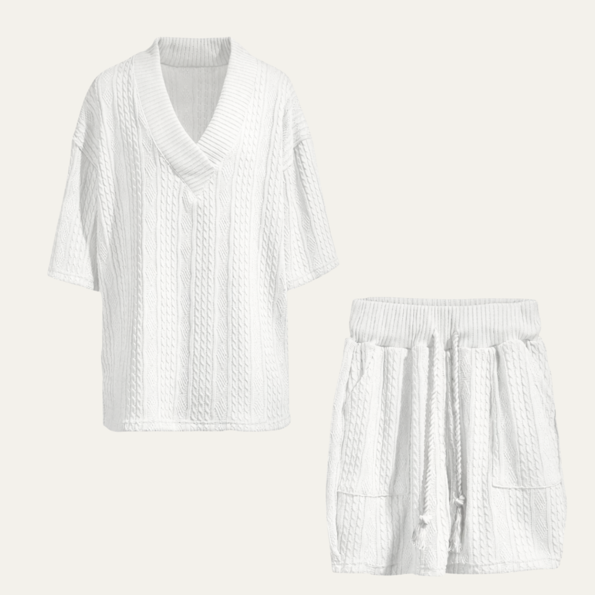 Men's Breathable Knitted Polo Shirt And Shorts Set - VibreMode