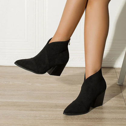 Women's Ankle Boots Block Heel Zip
