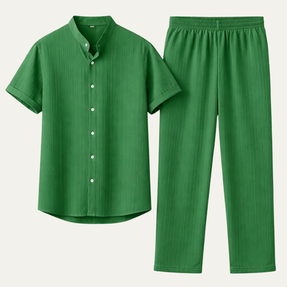 Men's Casual Short Sleeve Shirt Pants Set - VibreMode