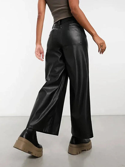 Women's High Waist Leather Pants