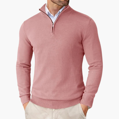 Men's Quarter Zip Pullover Ribbed Hem