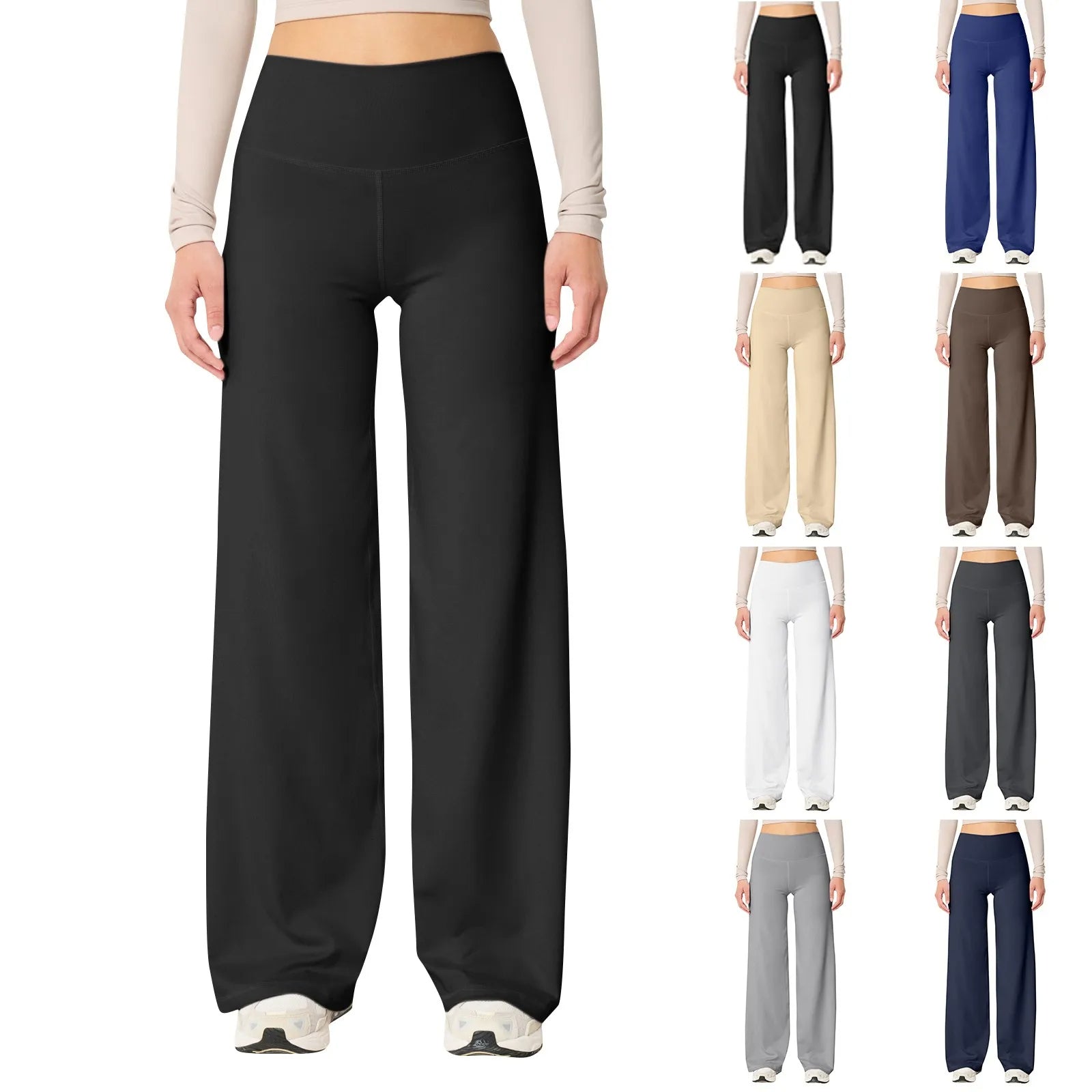 Women's High-Waisted Yoga Pants Stretchy Black - VibreMode