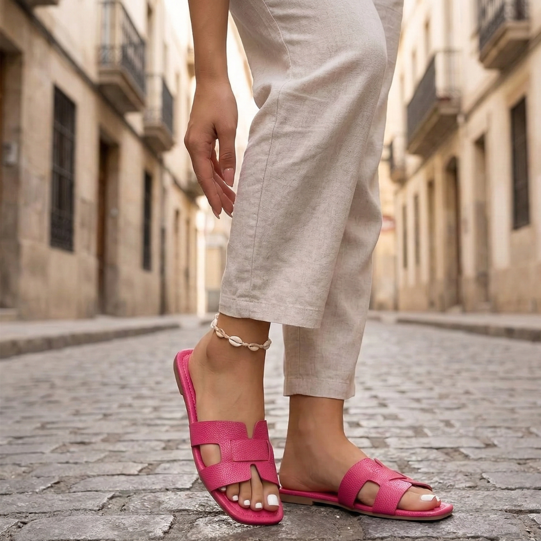 Slide Sandals Flat Open Toe Double Strap Women