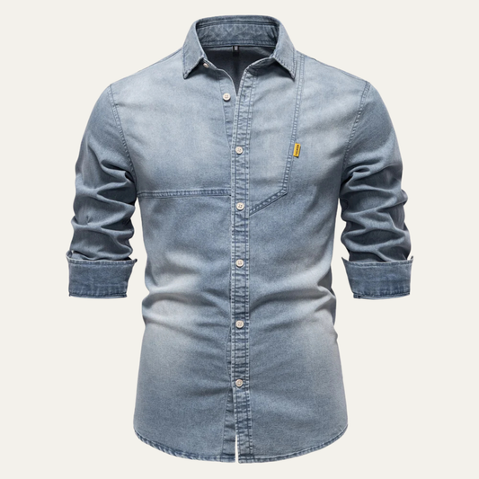 Mens Slim Fit Denim Cowboy Shirt - VibreMode