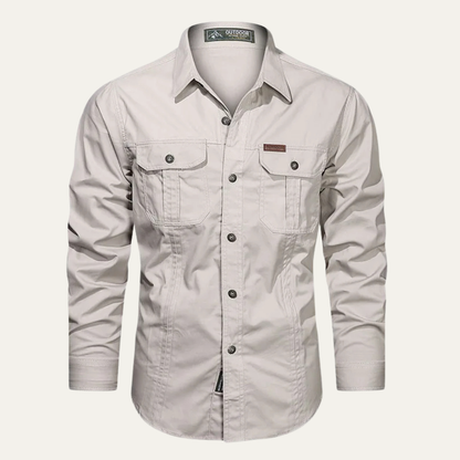 Men's Cotton Cargo Shirt Casual Button Up - VibreMode