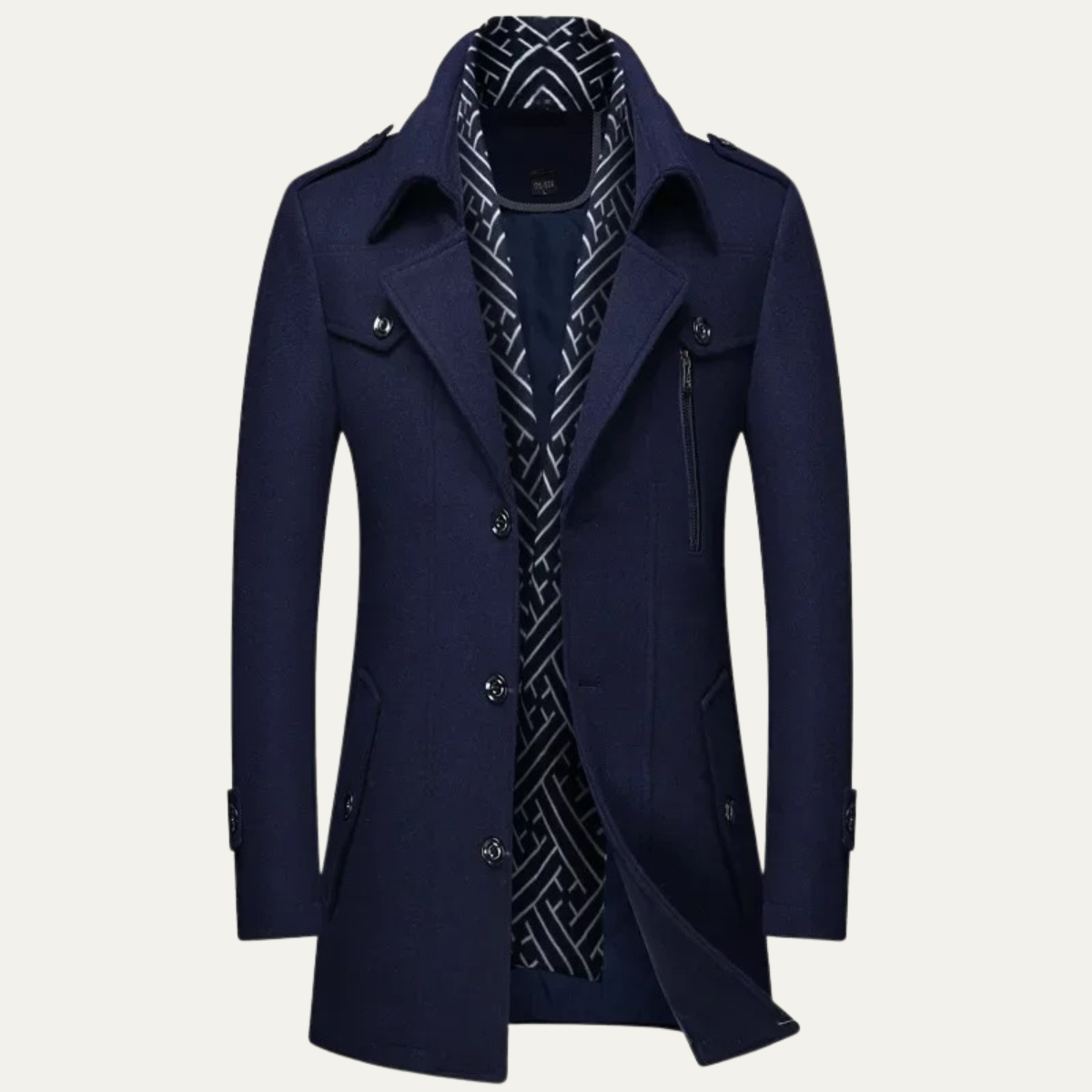 Men's Wool Blend Long Trench Coat Lapel Collar - VibreMode