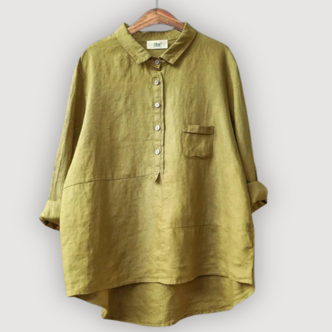 Women's Relaxed Linen Blouse - VibreMode
