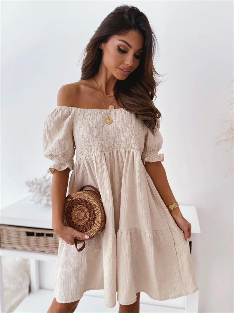Women's One-Shoulder Mini Dress Summer - VibreMode