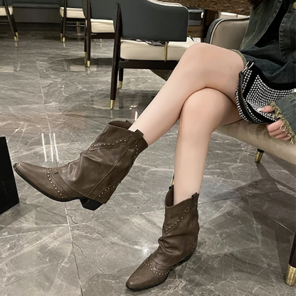 Women's Studded Ankle Boots Slouchy - VibreMode