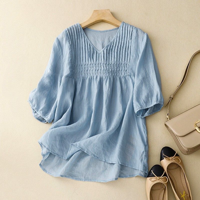 Breathable Summer Cotton Blend Top - VibreMode
