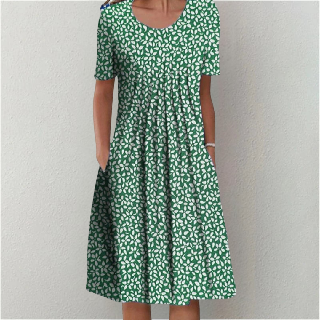 Elegant Floral Pocket Dress for Women