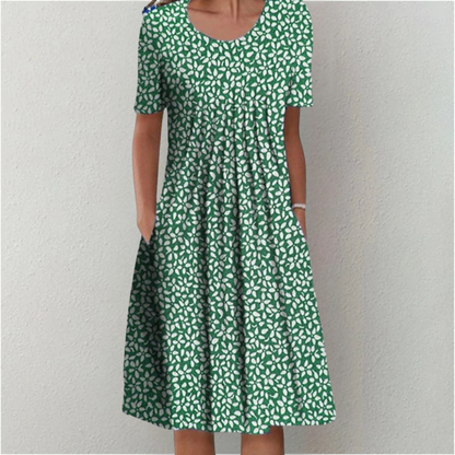 Elegant Floral Pocket Dress for Women