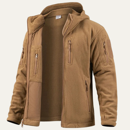 Men's Tactical Fleece Jacket Hooded Multi Pockets - VibreMode