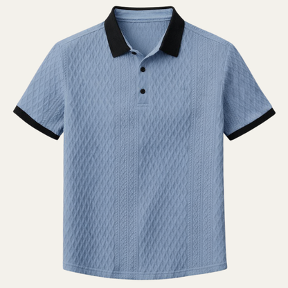 Men's Classic Textured Polo Shirt Contrast Collar - VibreMode