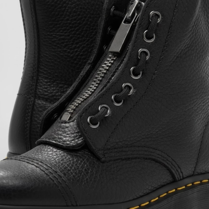 Trendy Leather Biker Boots Zip Up Winter Shoes