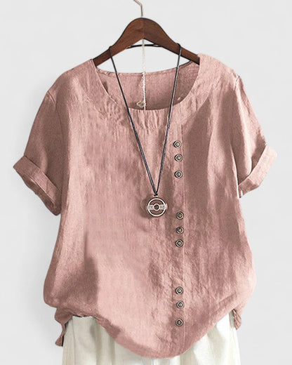 Chic Off-Center Button Top