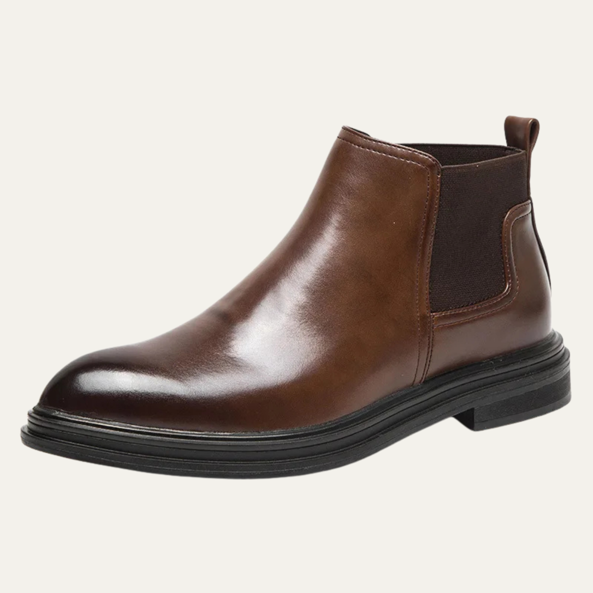 Men's Leather Chelsea Ankle Boots Black - VibreMode