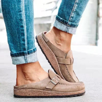 Comfortable Suede Slip On Shoes for Women with Low Heel