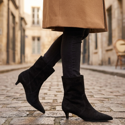 Ankle Boots Kitten Heel Pointed Toe Black Women