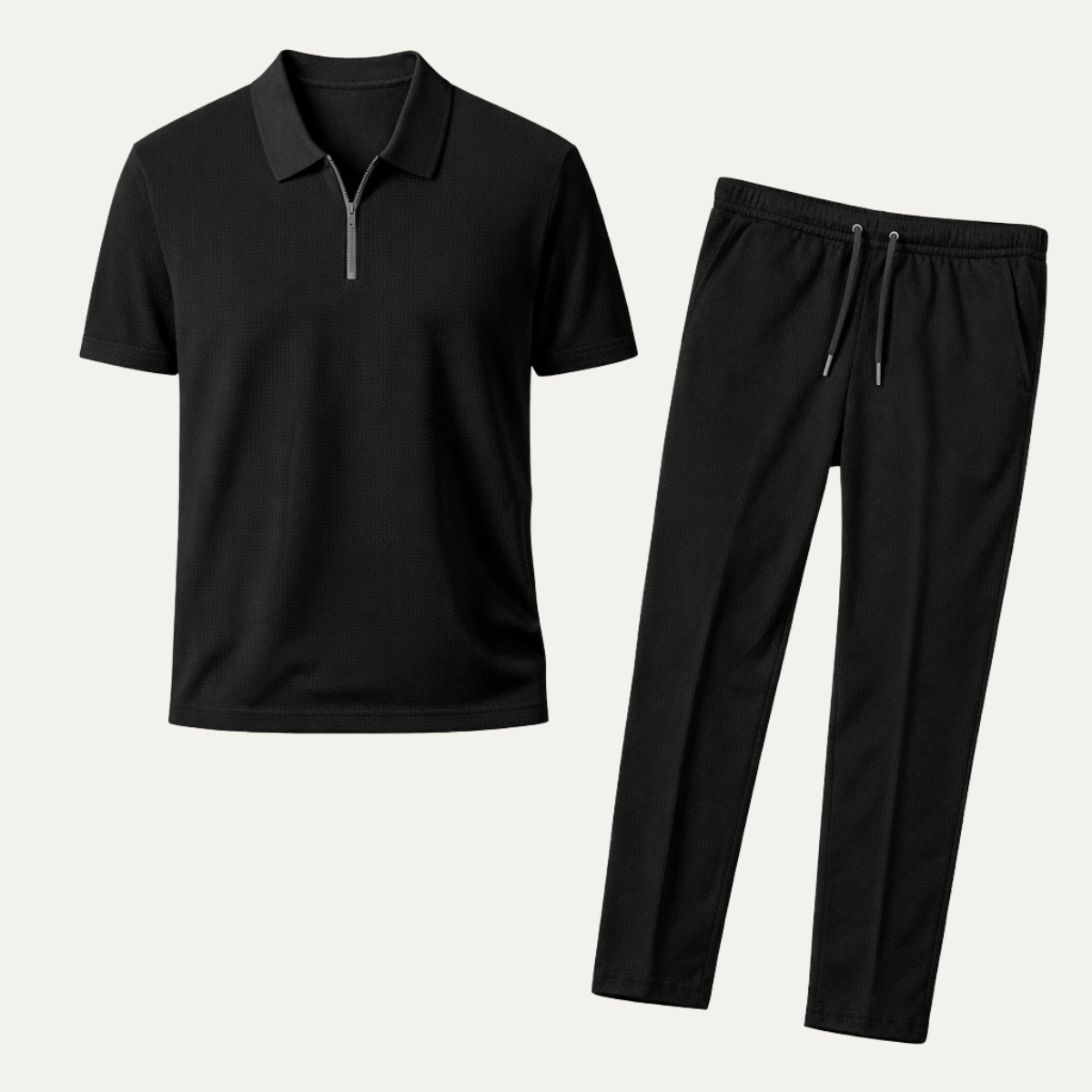 Men's Waffle Textured Short Sleeve And Pants Set - VibreMode