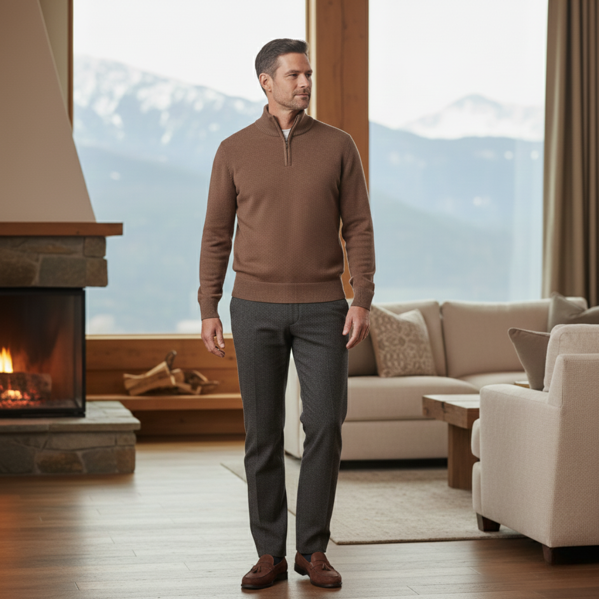 Men's Soft Wool Quarter Zip Sweater