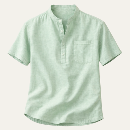 Men's Classic Linen Henley Shirt - VibreMode