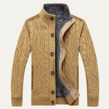 Maplewood Men's Wool Cardigan Fleece Lined Winter - VibreMode