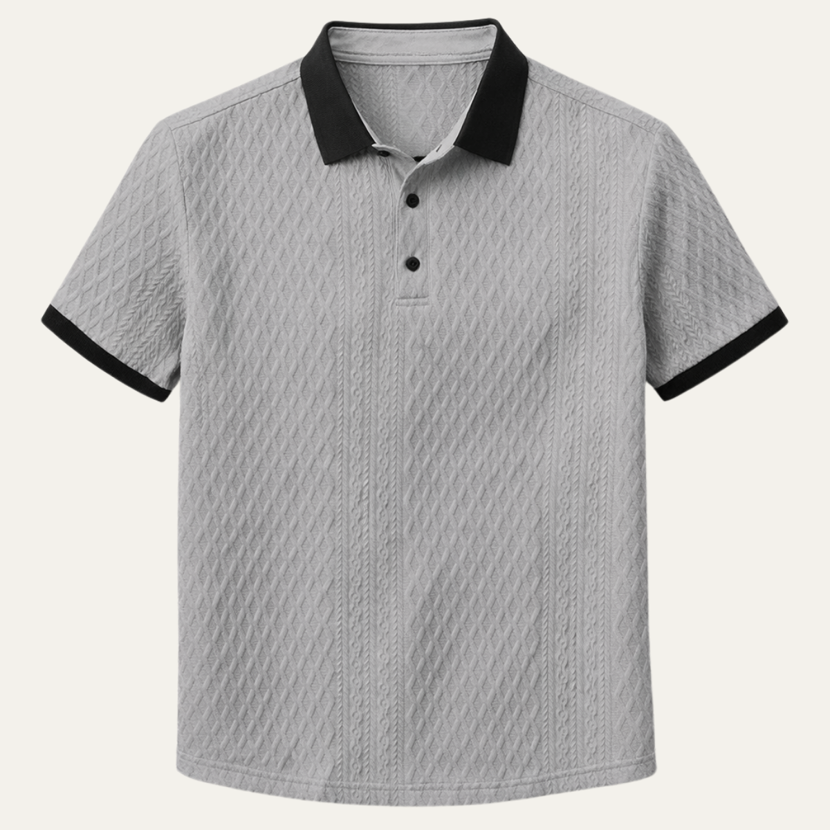 Men's Textured Polo Shirt Contrast Collar - VibreMode