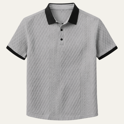 Men's Textured Polo Shirt Contrast Collar - VibreMode