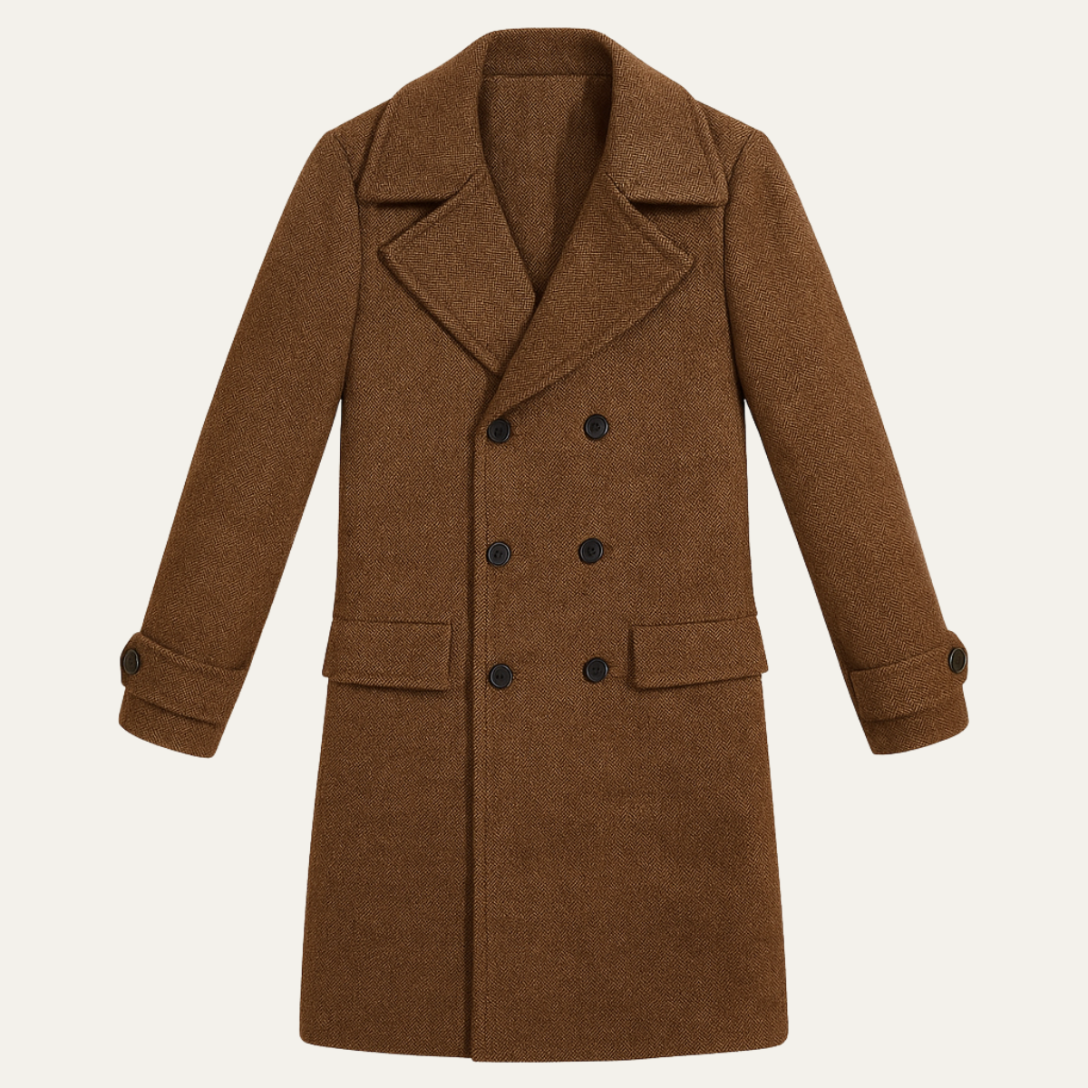 Men's Wool Blend Double Breasted Trench Coat - VibreMode