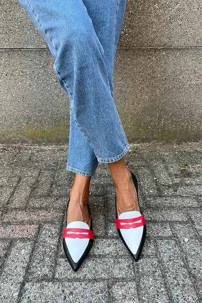 Women's Pointed Toe Loafers Color Block
