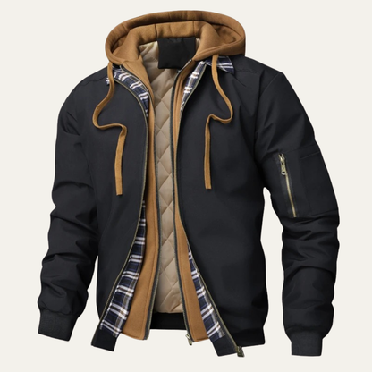 Men's Thick Fleece Bomber Hooded Jacket - VibreMode