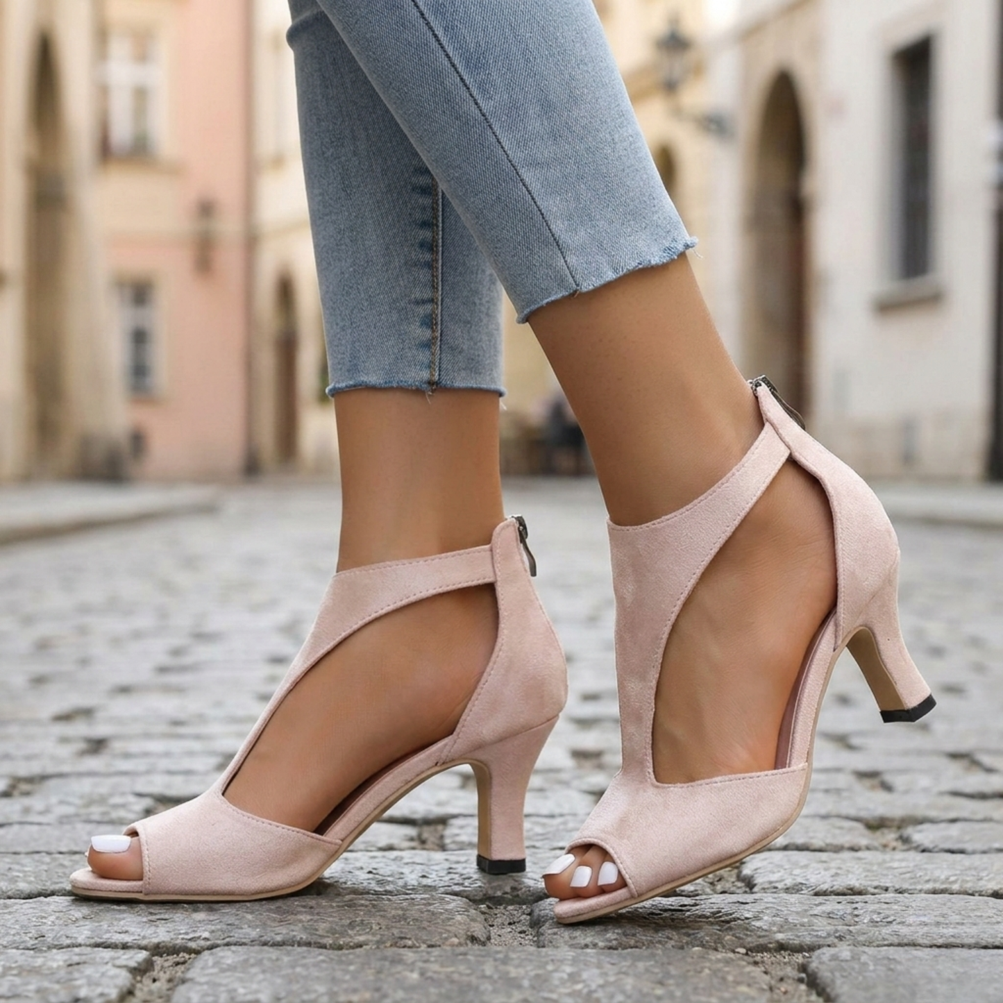 Low Heel Sandals Women Open Toe Ankle Strap
