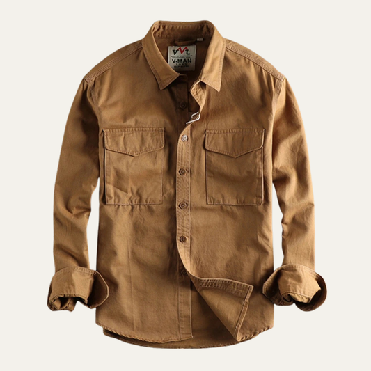 Men's Safari Shirt Button Up Casual Cotton - VibreMode
