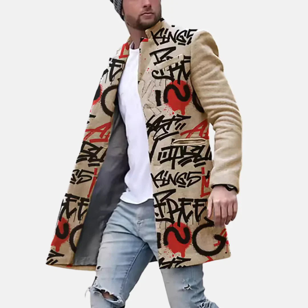 Men's Casual Adjustable Jacket Street Print Coat