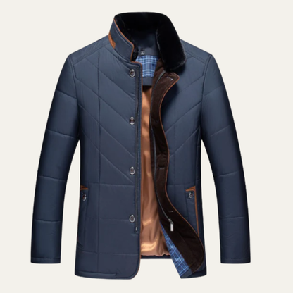 Men's Quilted Winter Jacket Padded Velvet Collar - VibreMode