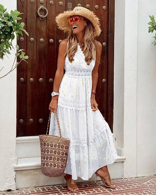 Women's Long Printed Maxi Dress - VibreMode