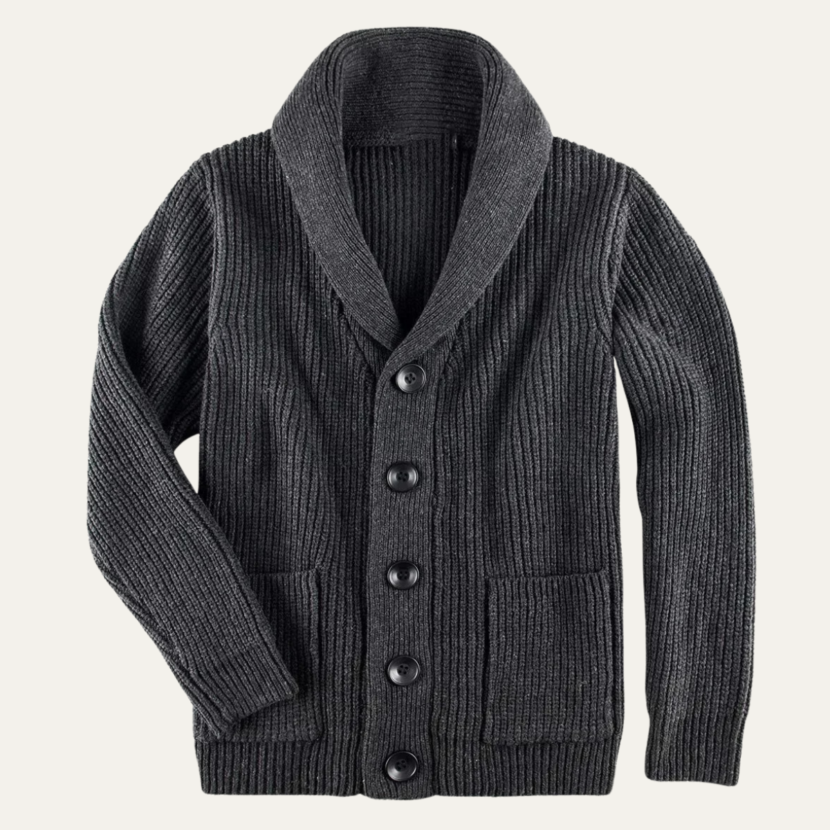 Men's Cotton Blend Cardigan Shawl Collar Chunky Knit - VibreMode