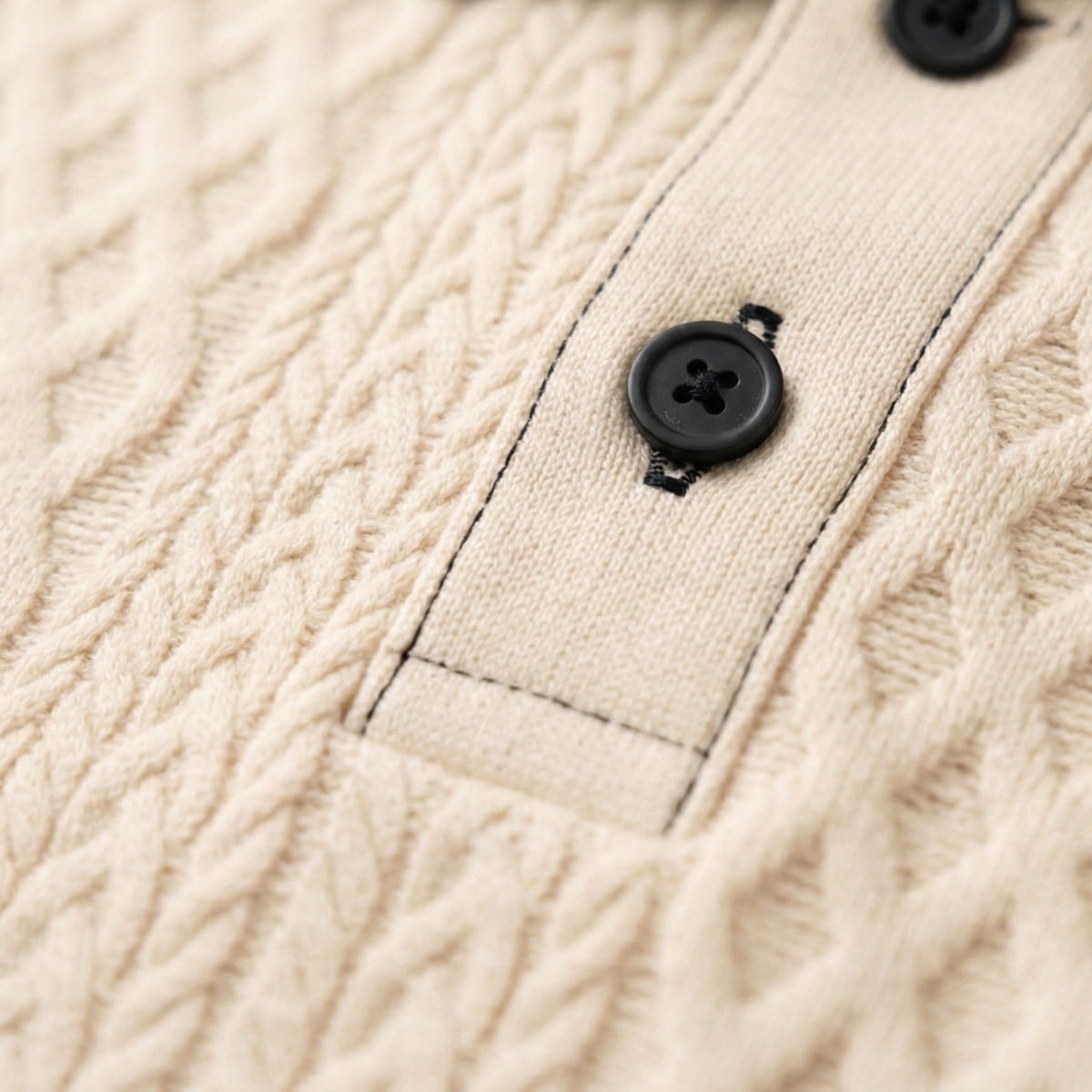 Men's Apricot Knitted Polo Shirt Ribbed Details