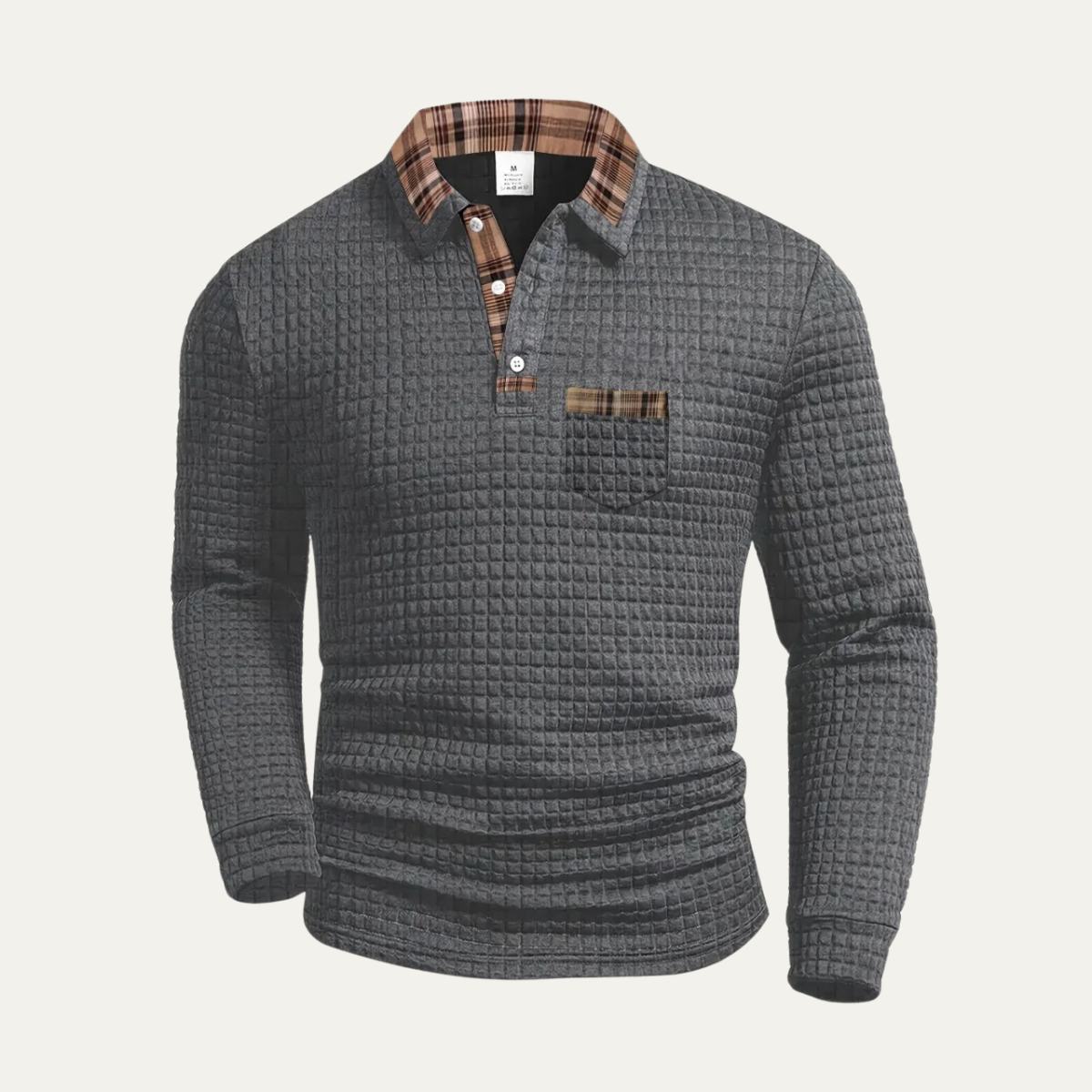 Men's Waffle Knit Polo Sweater - VibreMode