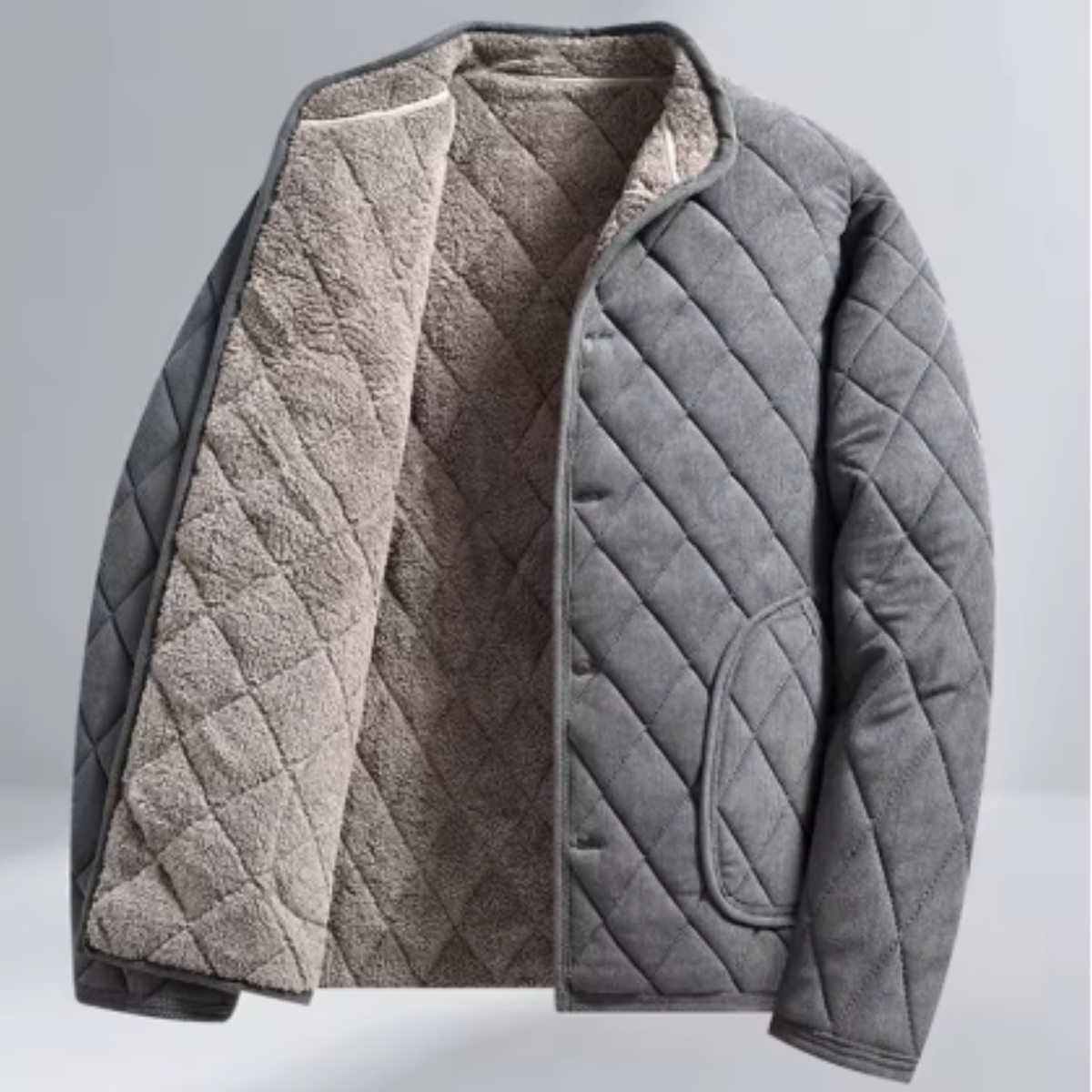 Men's Quilted Winter Jacket Thick Padded Fleece Lining