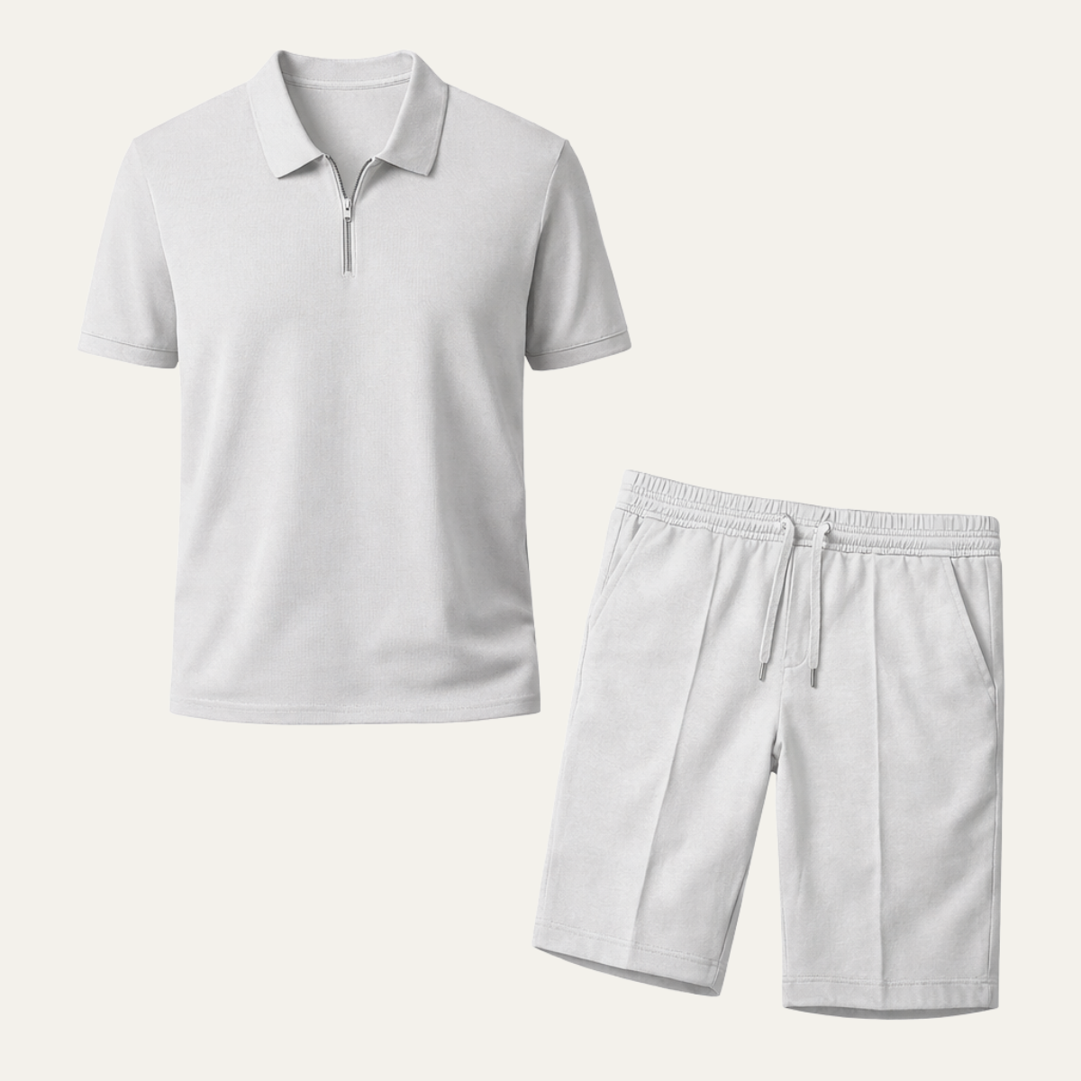 Men's Polo Shirt Shorts Set Gray - VibreMode