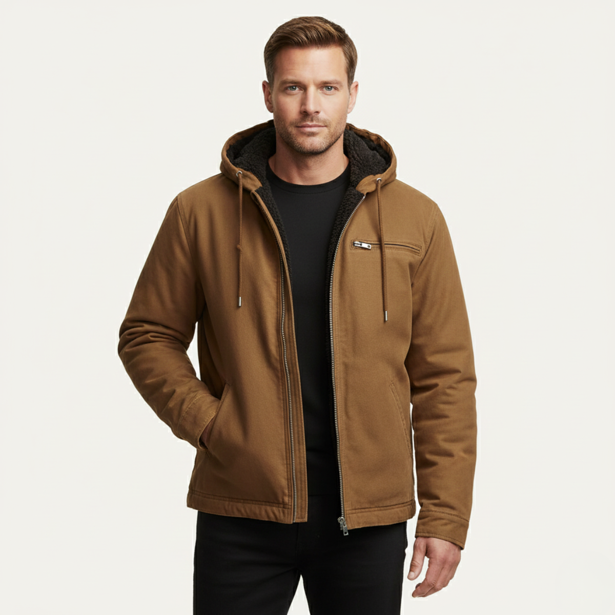 Men's Fleece Lined Hooded Jacket