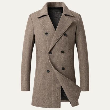 Men's Vintage Double Breasted Wool Coat - VibreMode